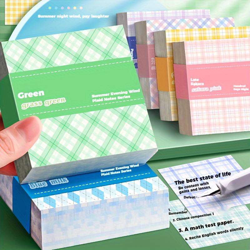 Box of 200 Thick Sticky Notes with Plaid Tribal Design, 6 Series Colors Ideal for Marking Errors Indexing and Note-Taking for School and Office Use