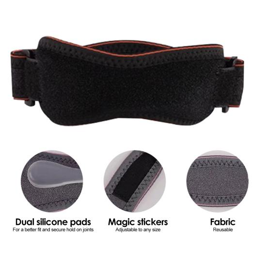 Patellar Tendon Support Strap with Silicone Pad, Cycling Running Fitness Sports Knee Brace, Adjustable Pain Relief Knee Stabilizer Strap for Men