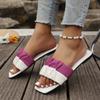 Fashion Women Slippers 2025 New Slip On Plus Size Sandals Flat New Pleated Korean Slippers Women Lightweight Shoes Home Slides Women