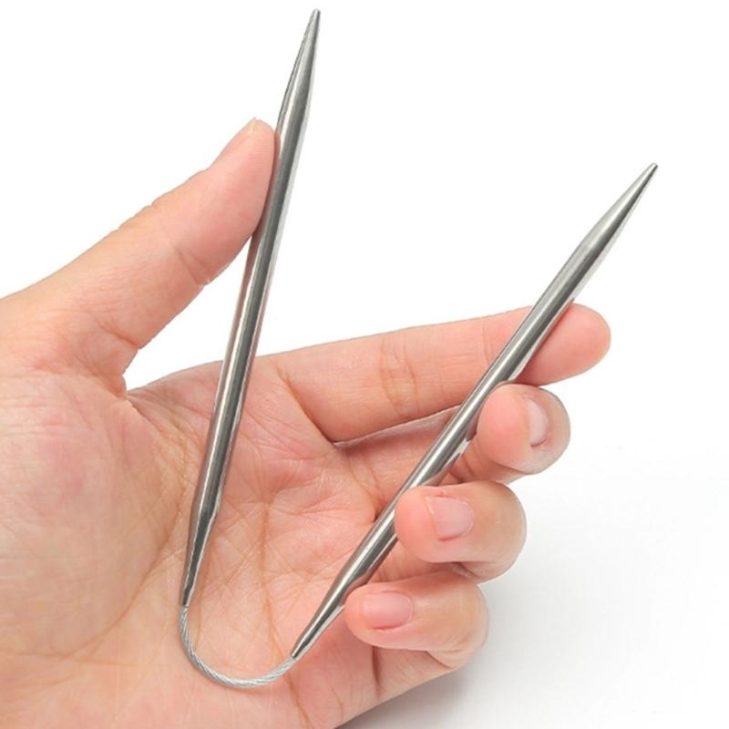3PCS Steel Circular Knitting Needle with Wire for Blanket Crochet Knitting Needle for Weaving Knitting