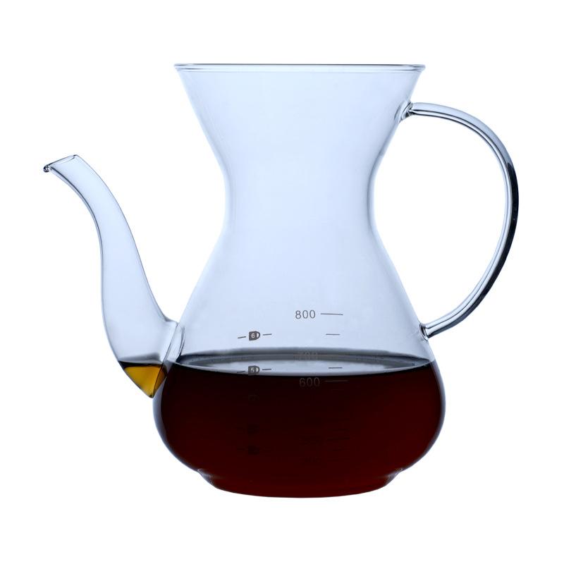 

Glass coffee pot 800ml long mouth coffee sharing pot large capacity filter 304 stainless steel 800ml