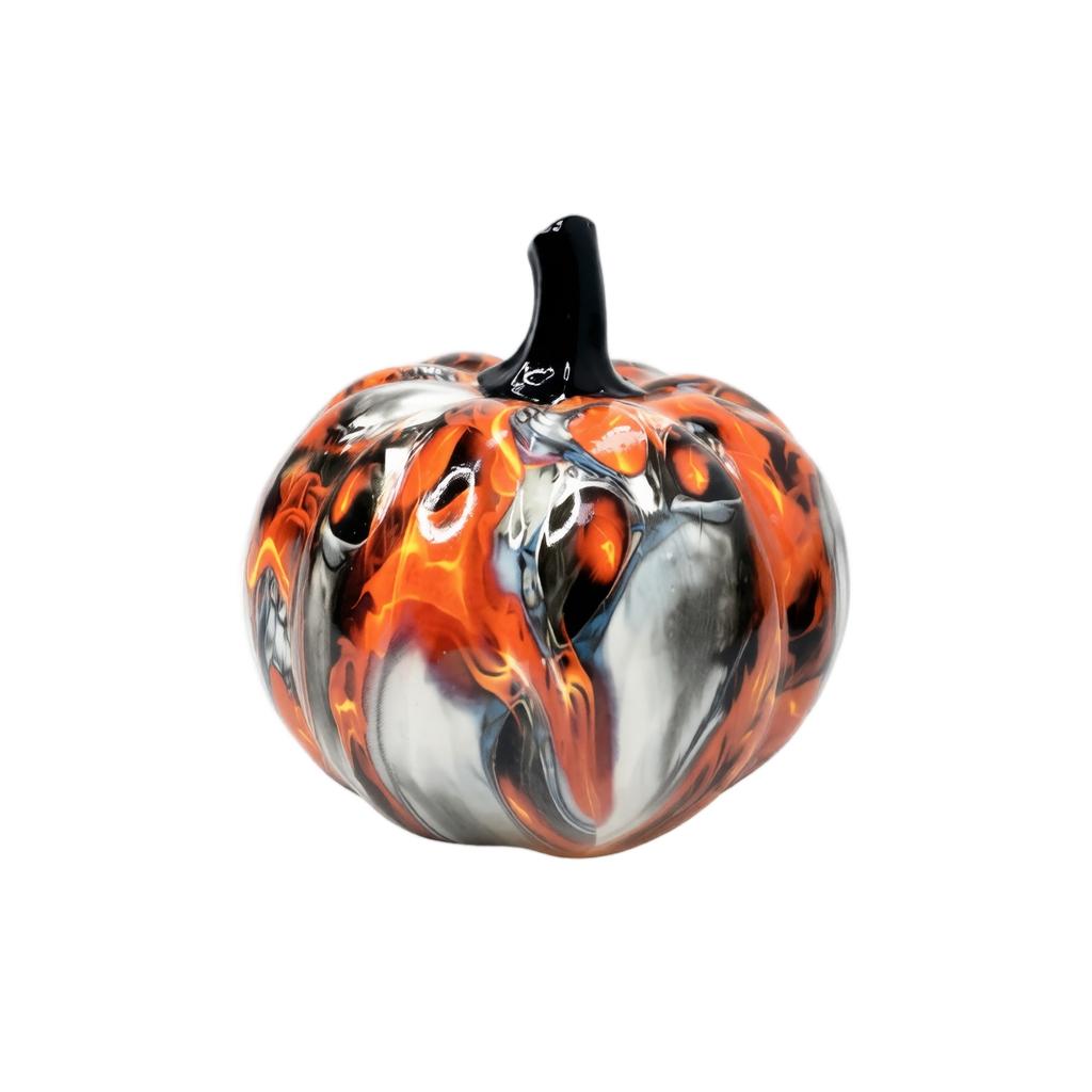 Glass Pumpkin Figurine Decorative Tabletop Ornament for Halloween and Day of the Dead Festival Holiday Party Home Decor Display