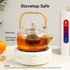 1PCS Glass Teapot with Infuser Borosilicate Tea Cooking Maker Stovetop Safe for Loose Leaf Herbal Tea for Home Travel Outdoor