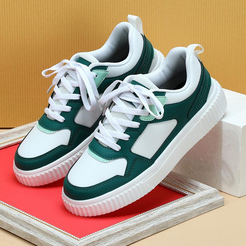 Classic Board Shoes Women Fashion PU Leather Sneakers Men Trendy Flats Casual Versatile Platform Shoes Lace-up Casual Trainers