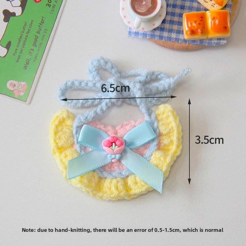 Pet Wet Towel with Cartoonish Cute Cat Pattern, Knitted Collar for Dogs, Dog Bib Wet Towel, Adjustable Loose Fit