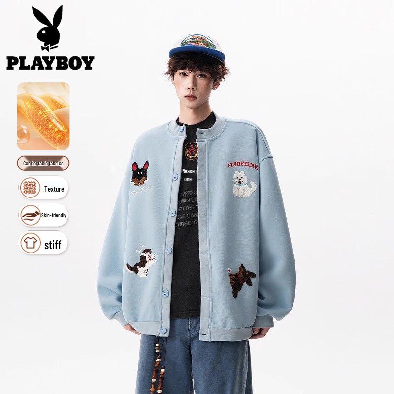 Playboy Men s American Style Baseball Jacket Sweatshirt L