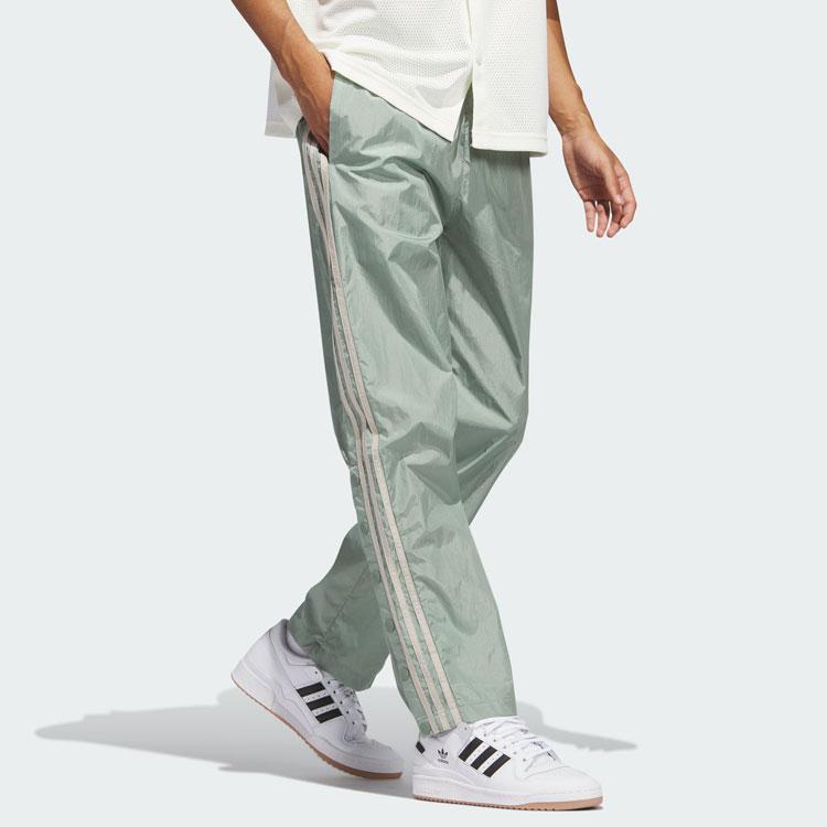 Adidas Originals Basketball Warm-Up Pants Color Block Button Decoration Sports Long Pants Men Bottoms Silver Gray Green IK8559