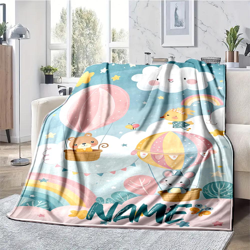 Custom Name Animals Theme Printed Blanket - Perfect for Couch, Bed, Travel & Outdoor Use | Machine Washable, Cozy & Durable.