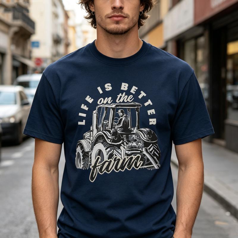 Vintage Life Is Better On The Farm Tractor T-shirt Unisexs Unisexs Mode Grafisch T-shirt voor Boeren Casual Dagelijkse Kleding