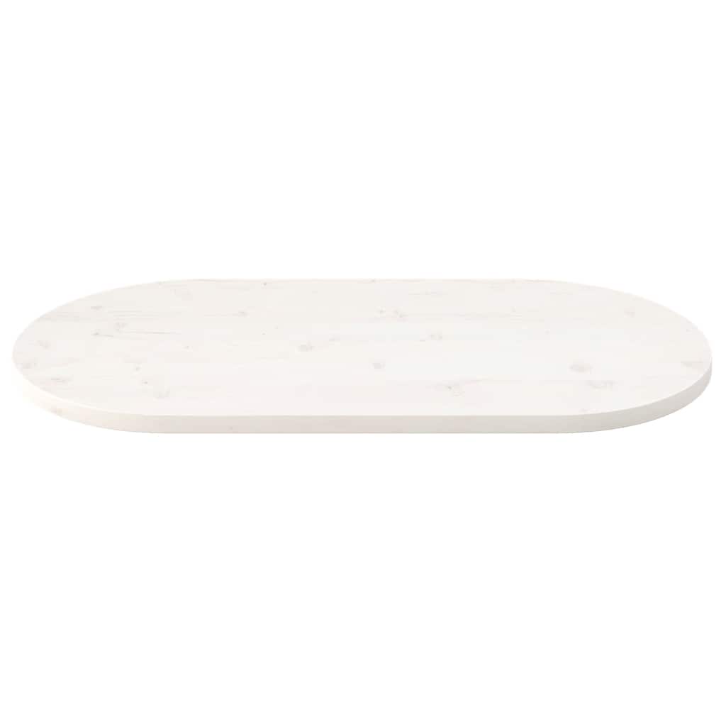 Vidaxl Blat Stołu, Biały, 100X50X2,5 Cm, Lite Drewno Sosnowe, Owalny