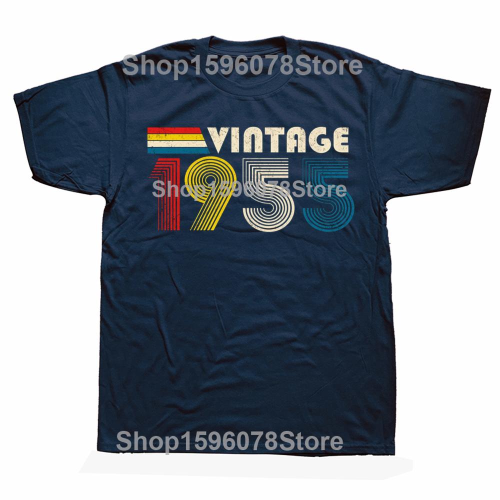 Funny Vintage 1955 70th T Shirts Cotton Short Sleeve Birthday Gifts Mens Clothing Fashion Casual Loose Oversized T Shirt