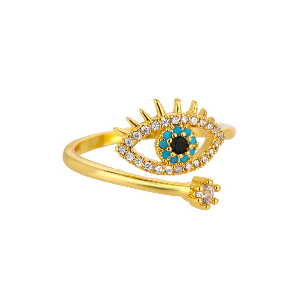 Vintage Enamel Demon Eye Zirconia Adjustable Ring