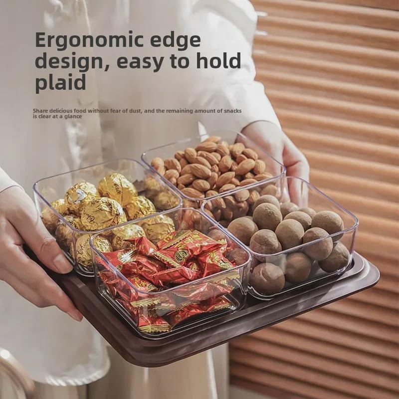 Bandeja para Lanches e Doces Estilo Retrô Imitação Madeira para Mesa de Centro de Sala de Estar