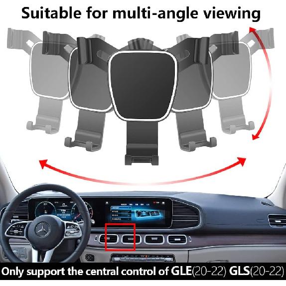 Car Phone Holder for 2020-2025 Mercedes Benz GLE Class, 2020-2025 GLS Class Auto Accessories Navigation Mobile Cell Phone Mount