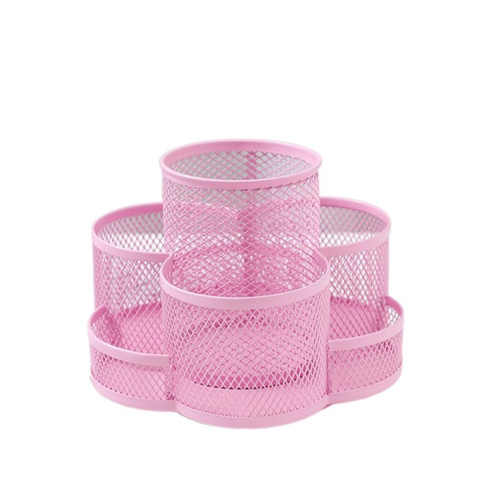360 Rotatable Metal Mesh Pen Holder Multifunctional Stationery Organizer Makeup Brush
