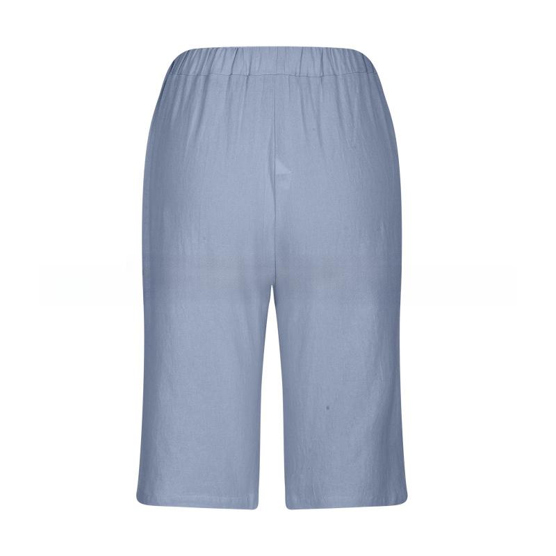 GMXIA Dámské módní ležérní jednobarevné kalhoty s vysokým pasem a capris