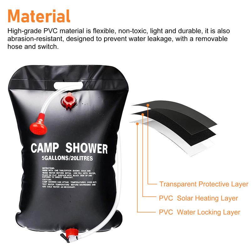 20L Water Bottle Camping Shower Solar Heating Folding Water Canister Camping Bucket Bottle Pouch Water Bag Camping Supplies