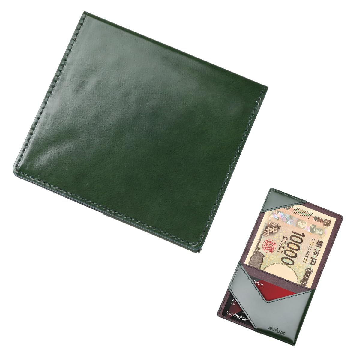 

Abrasus Thin Leather Money Clip, Made in Japan, Dark Green