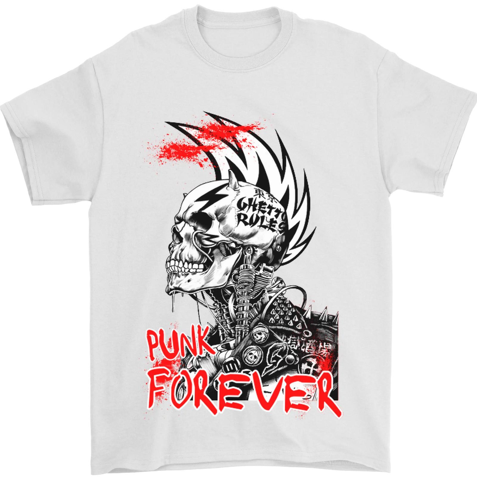 Punk Forever Rocker Skull Music Festival Mens T-shirt Cotton XXL