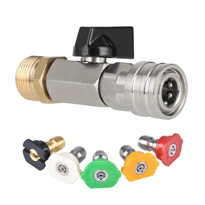 High Pressure Washer Ball Valves M22 14MM Adapter With Quick Coupling Ball Valves Replacement Easy To Installation