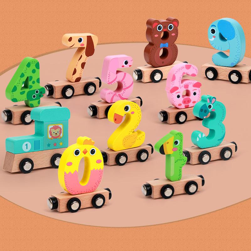 Magnetic Number Train Blocks: Colorful Wooden Educational Toy for Early Childhood