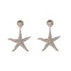 Summer ocean style diamond studded starfish earrings Bohemian vacation style trend exaggerated fashion earrings for women