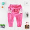 2 Pcs/lot Little Q Children's Clothing British Style Lace Patchwork Beads Trousers Baby Pure Cotton Soft Clothes Girls Kid Fashion Pants