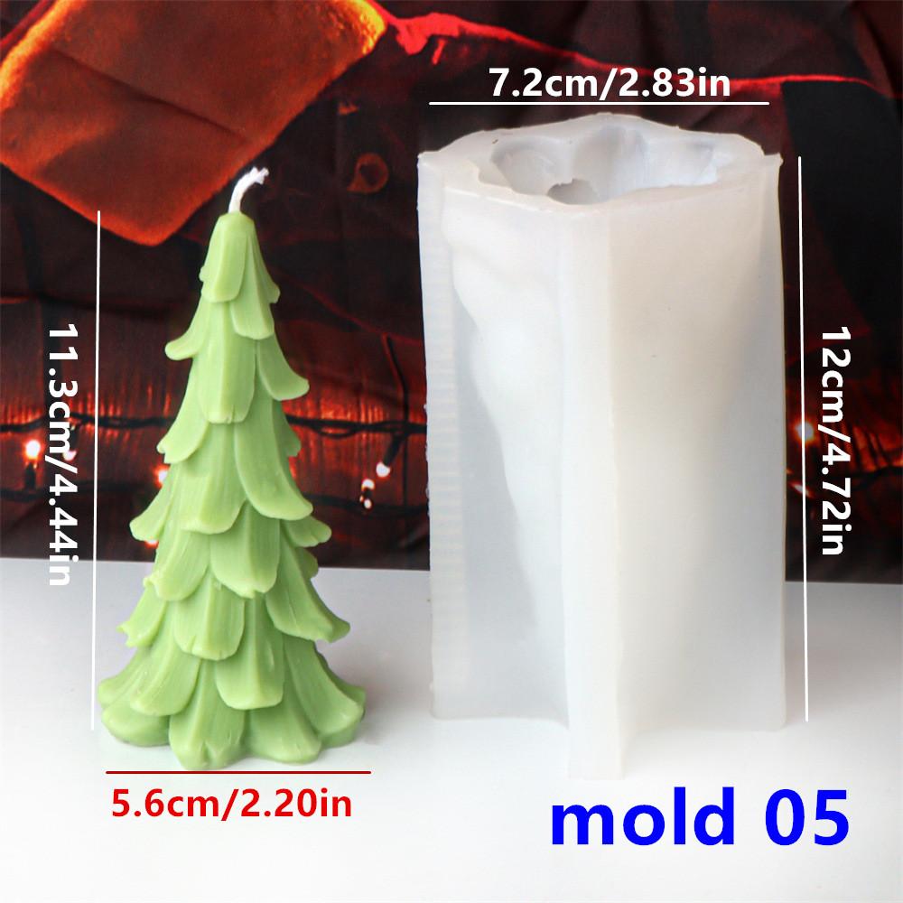 3D Fir Tree Christmas Tree Candle Silicone Mold Five Pointed Star Coniferous Christmas Tree Candle Silicone Mold