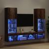 TV-Wandmöbel mit LED-Beleuchtung 5 Stück Spanplatte mit Altholz-Effekt
