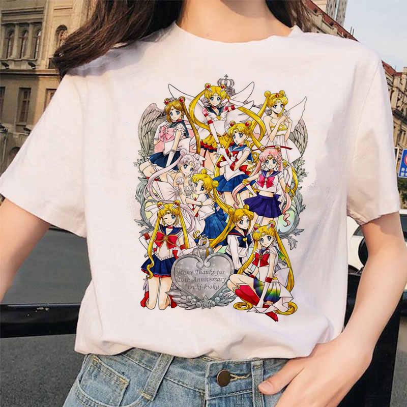Sailor Moon 90S Divertente T Shirt Harajuku Vestiti Tshirt Estetica Gatto Anime Donna Carina Donna T