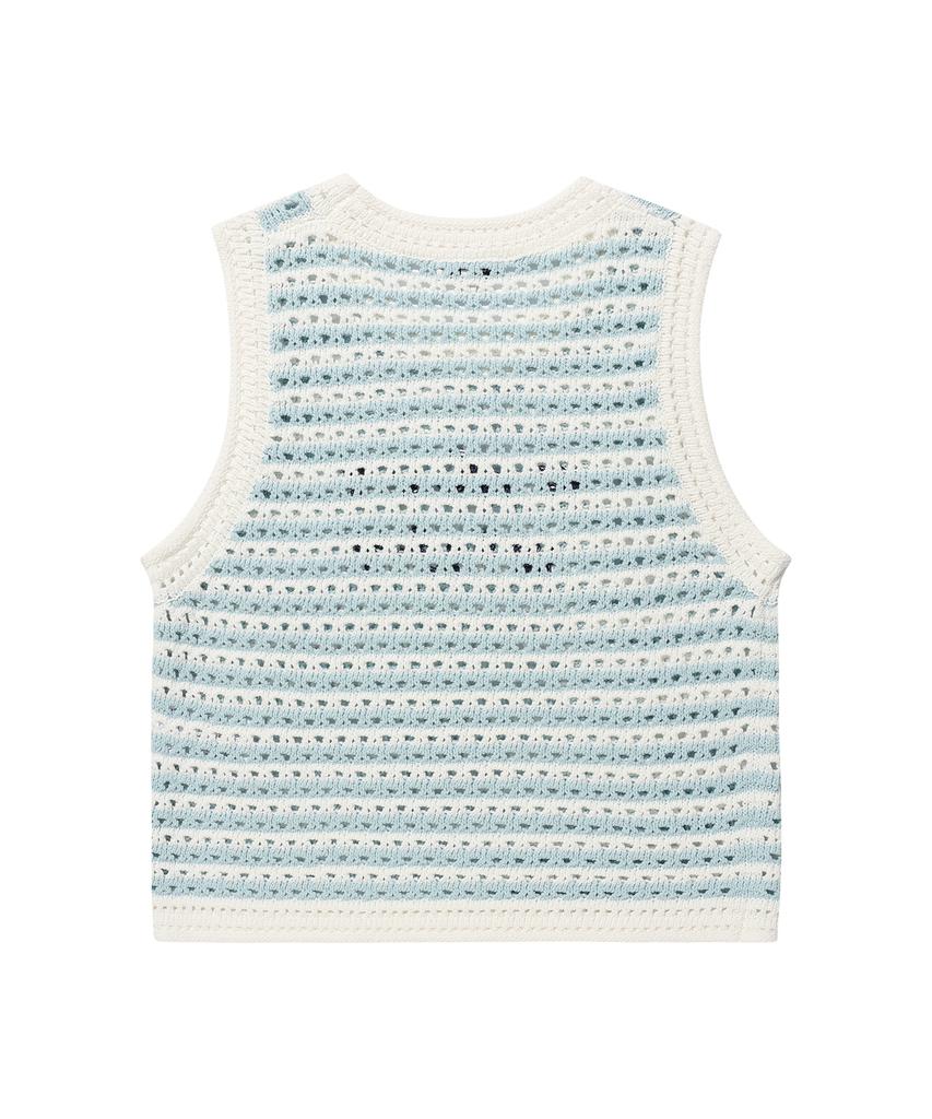 WACKY WILLY Women'S Knit Crochet Vest Sky Blue