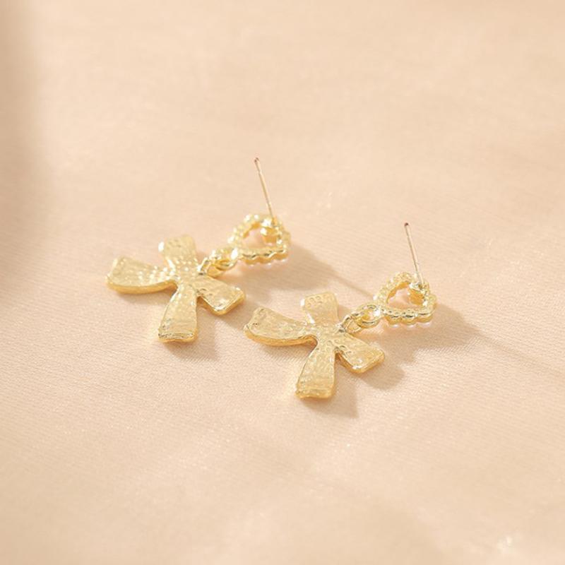 Korean Earings Jewelry Grace Cute Sweet Imitation Pearl Bow Earrings