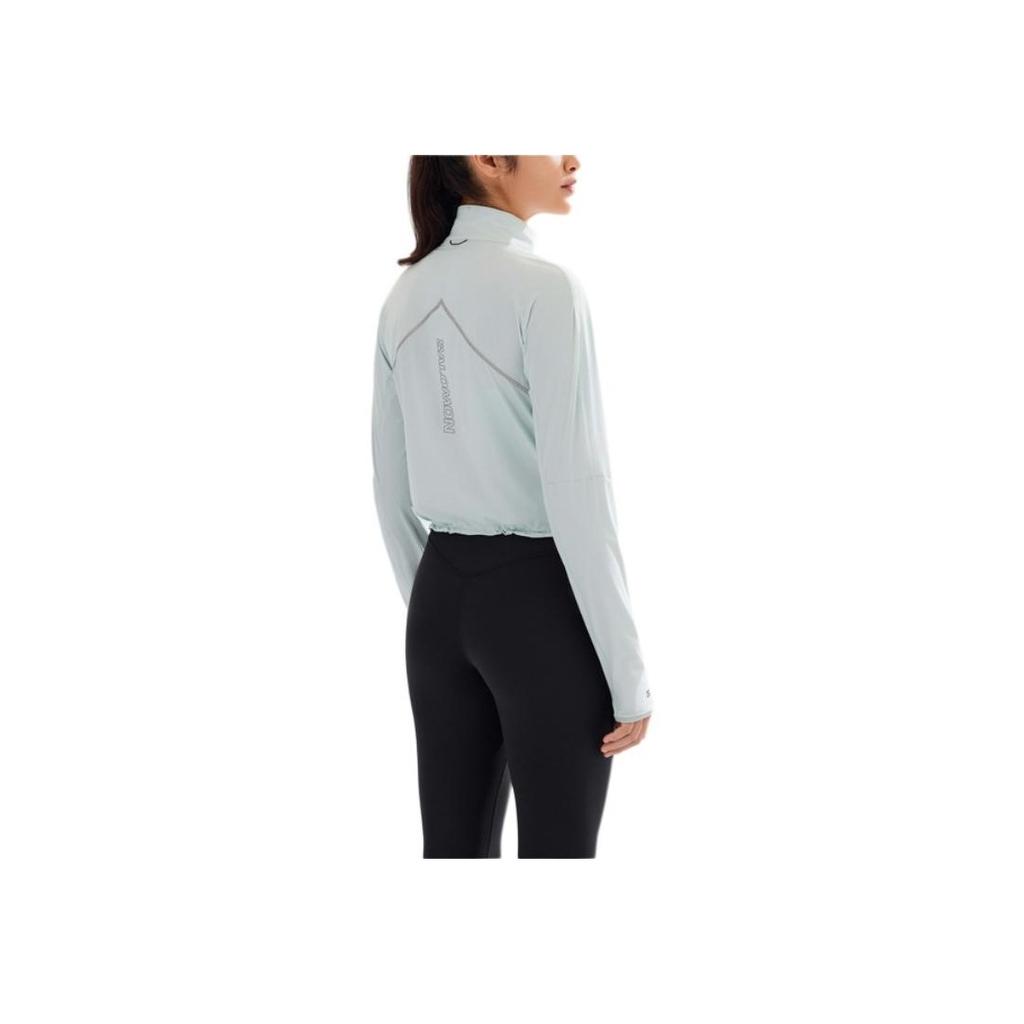 Salomon Sense Aero Hybd Cp Plvr W Running Stand Collar Solid Color Casual Long Sleeve Jacket Women jackets Misty-Blue C22902