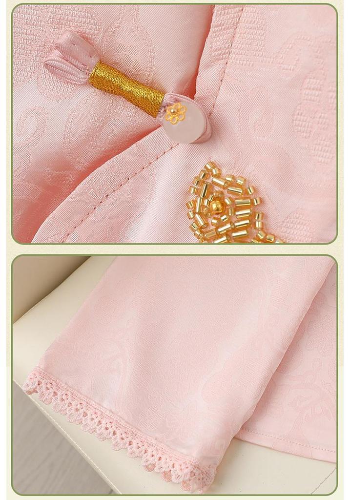 New Chinese Retro Stand Collar Lace Trim Top - Spring Arrival
