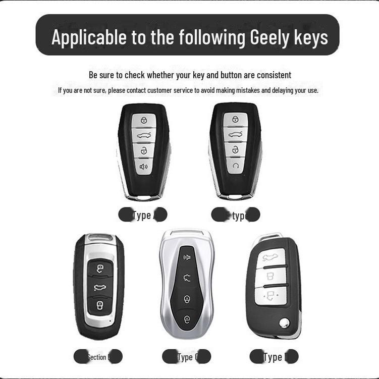 Geely Car Key Cover and Metal Shell for Xingyue L24, Xingrui, Boyue, Binyue, Binrui Models