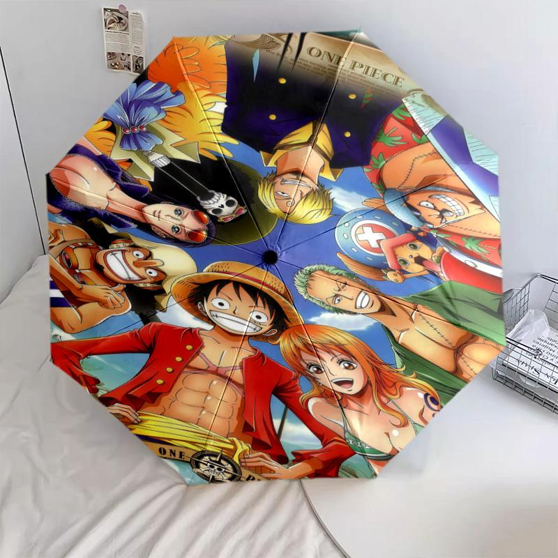 1 PC Automatic Folding Umbrella - One Piece Monkey D Luffy Pattern Portable Foldable Design With 8 Ribs Christmas Birthday Gifts