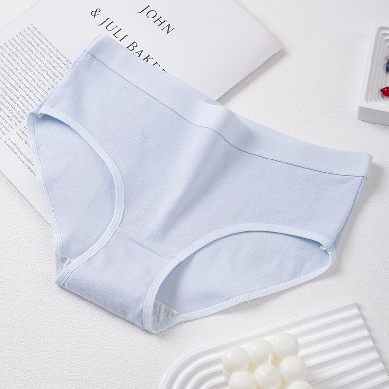 Women's Pure Cotton Underwear Mid Waist Briefs Breathable Hip Hugging Triangle Panties