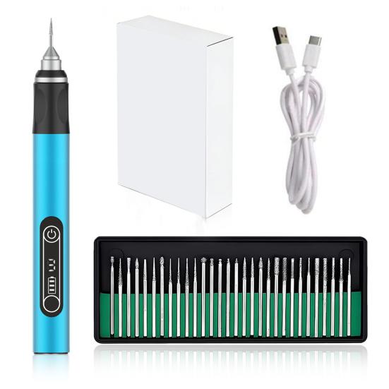 Precision Drilling Pen for Leather Cordless Engraving Machines with Bits, USB Rechargeable Mini Electric Engraver Etching Wood Carving Tool