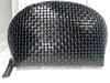 Pouch Made from Italian Genuine Cowhide Machine Mesh Embossed Leather Shell-shaped Leather, (Black)