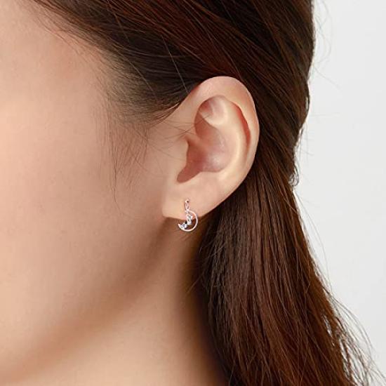 Bloom December Birthstone K10 White Gold Tanzanite Moon Earrings (0281-0744-0038-0000)