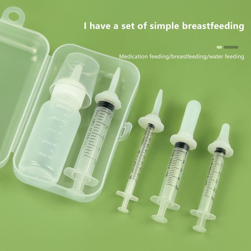 1Set Born Pet Feeding Bottle Kit Pet Medication Dispenser Kitten Feeding Device Feeding Silicone Nipple Born Pet Supplies