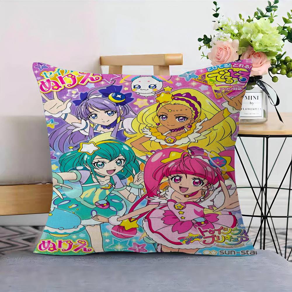 Precure Anime Pillow Covers Cartoon Sofa Decorative Home Double-sided Printing Short Plush Cute Cushion Cover