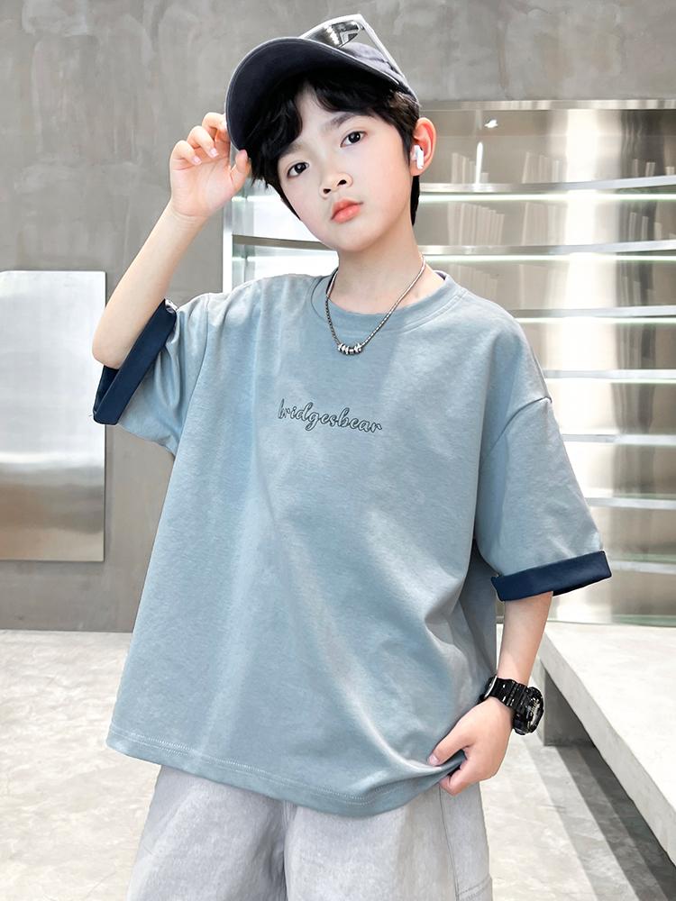 Short Sleeved Boys' T-shirt Summer Thin Version 2026 New Children's Summer Outfit Half Sleeved Pure Cotton Big Boy's Top