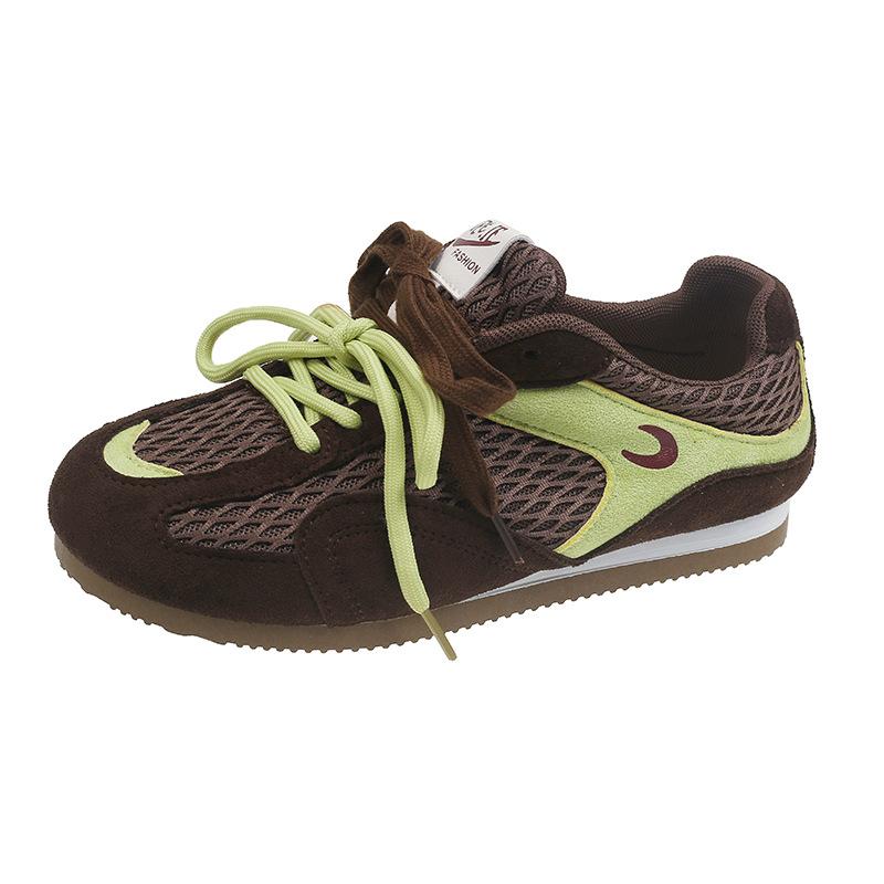 

Ретро контрастная цветная вставка платформа немецкие тренировочные туфли женские 2025 новые удобные и дышащие, увеличивающие рост и подчеркивающие ноги, маленькие кэжуа 40