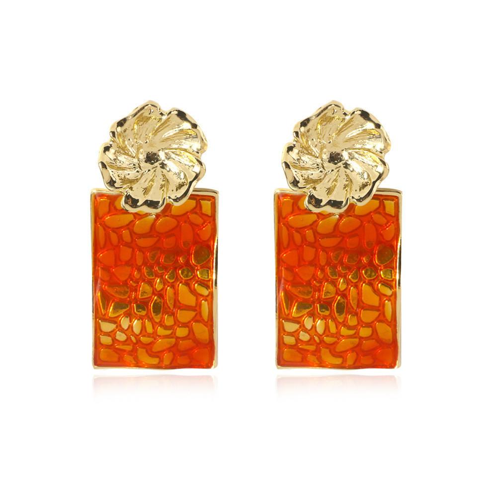 Flower Trendy Alloy Earrings Multicolor Rectangular Fashion For Women 2021