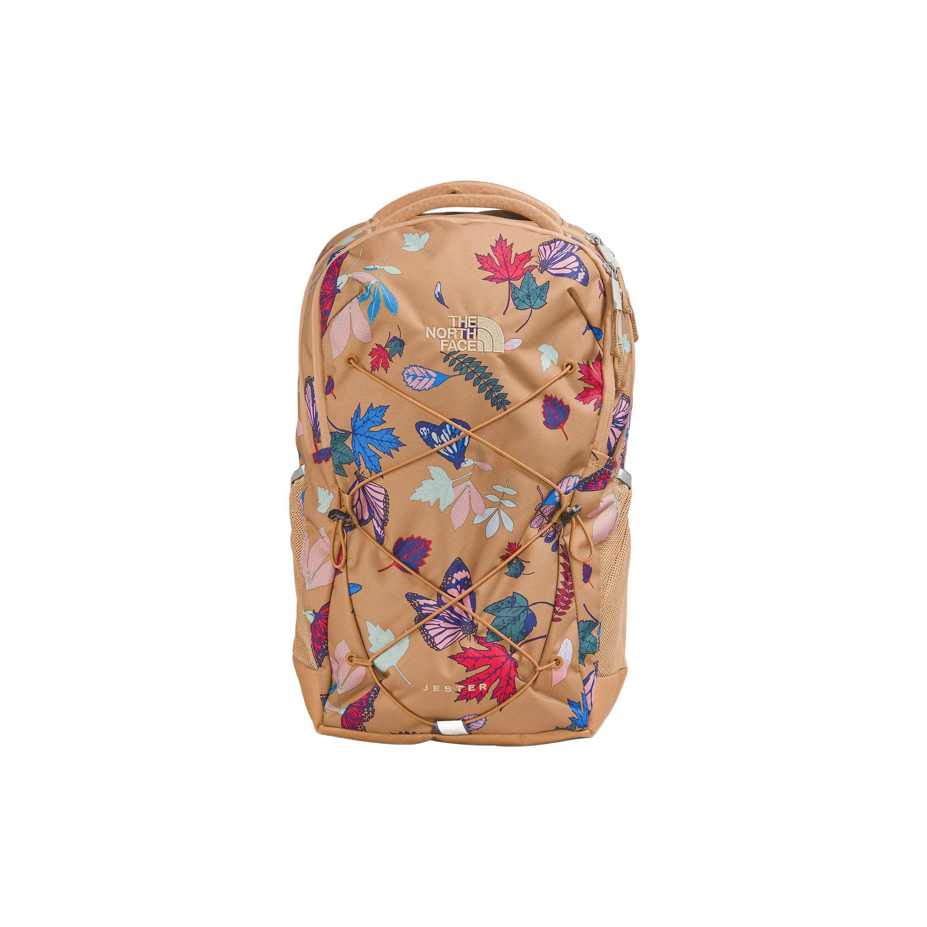 The North Face 21L Leaf Butterfly Print Zipper Backpack Women backpack Almond NF0A3VXGO66 Almond
