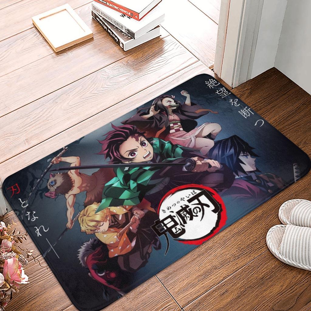 Demon Slayer Anime Doormat Anti-Slip Bath Kitchen Mat Garden Garage Door Floor Entrance Carpet Rug