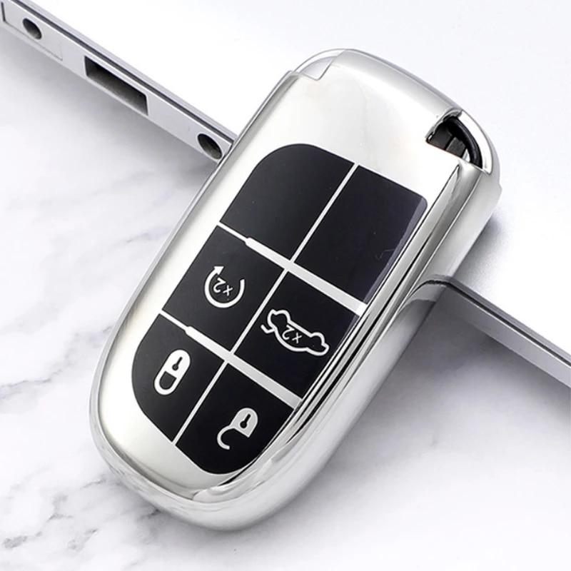 Carcasă pentru chei cu 45 de butoane, geantă Suport pentru carcasă Fob pentru Jeep Renegade Compass Grand Cherokee pentru Chrysler 300C Wrangler Dodge