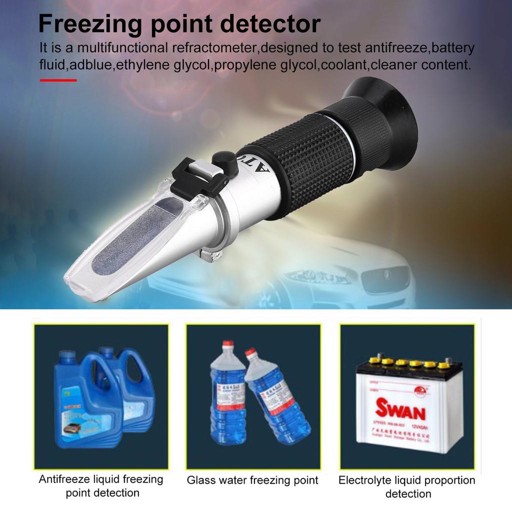 Color:Black Handheld Refractometer Ethylene Glycol Antifreeze Battery Fluid Content Coolant Cleaner Meter Mini ATC Measuring Tester