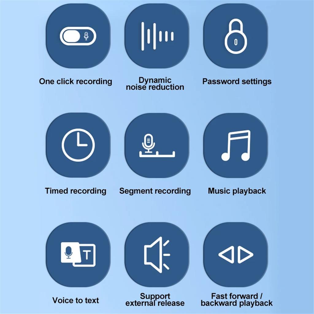 Multi-function Voice Recorder Stereo Sound Pickup Dynamic Noise Reduce Dictaphone One-key Recording 8-64G Dictaphone MP3 Player